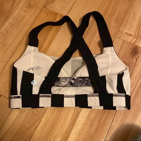 Lululemon Striped Black and White Sports Bra - Picture 2 of 5